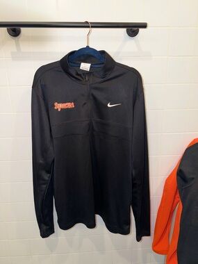 Nike Black Syracuse Men's Quarter-Zip Performance Jacket with Orange Logo
